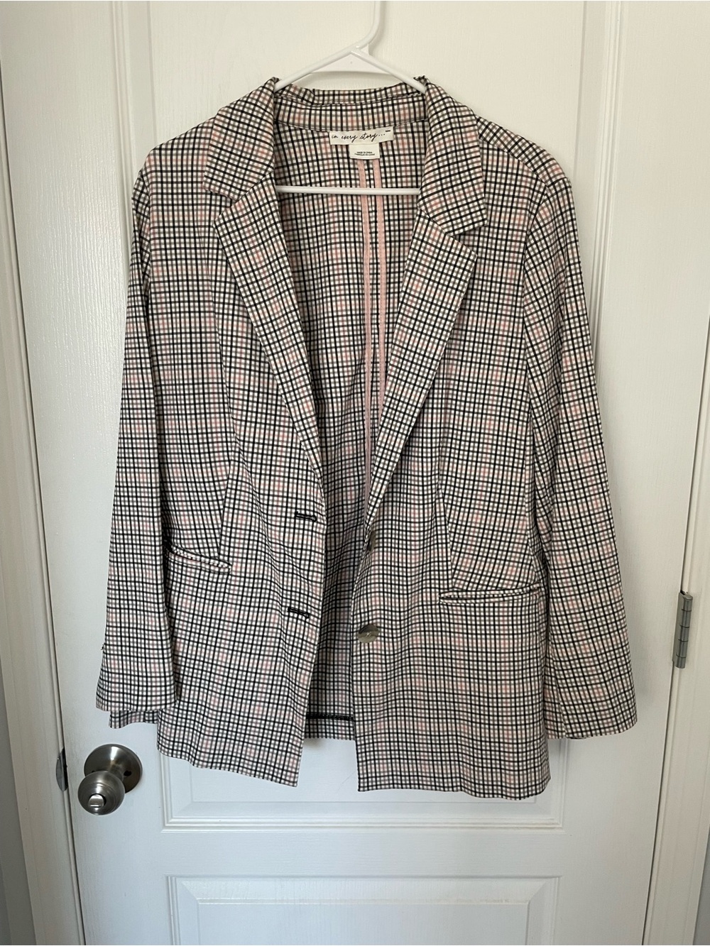 A New Day Pink Plaid Blazer Jacket